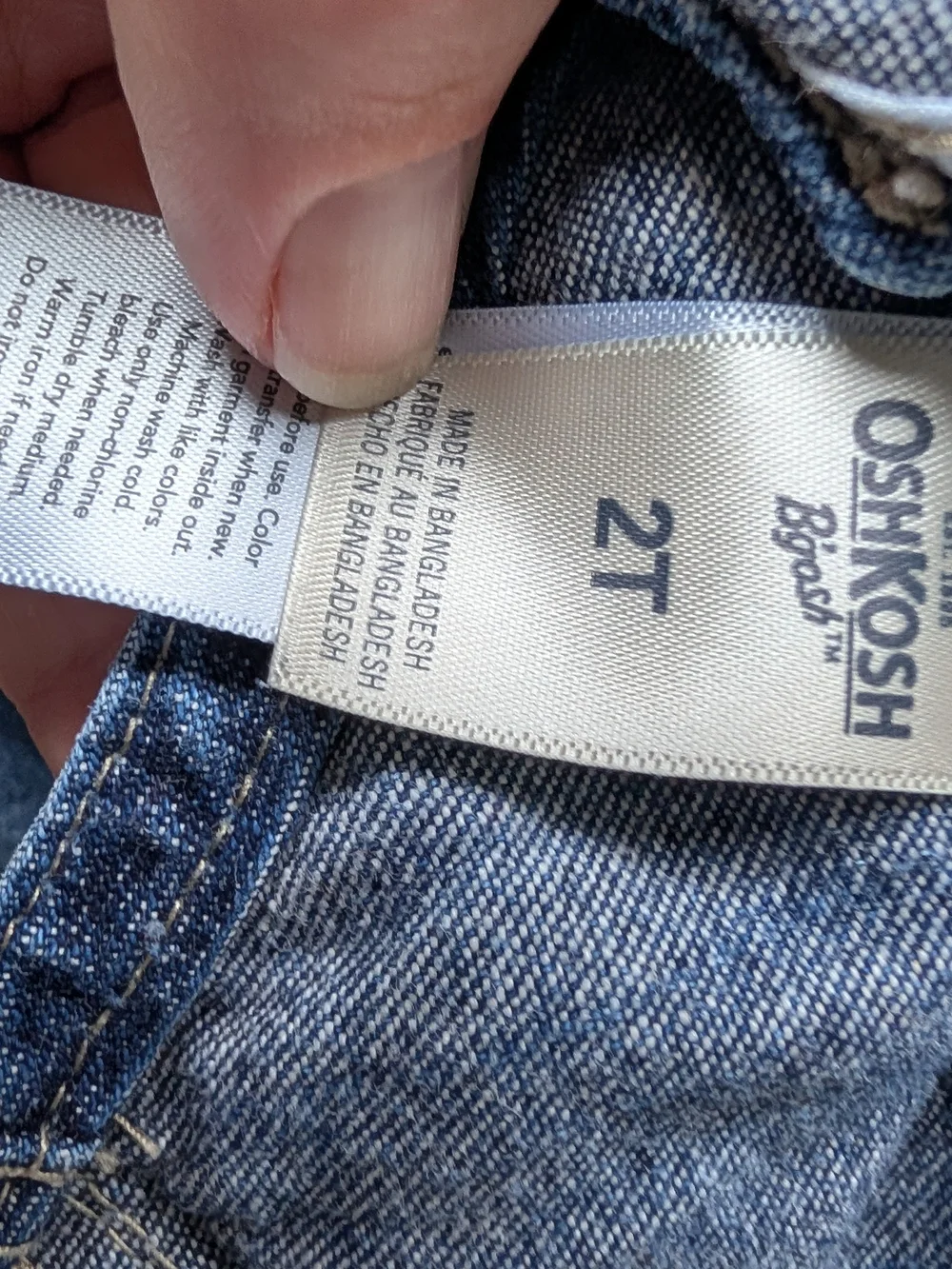 OshKosh‎ B'gosh Denim Overalls Logo Bib Cargo Pocket Toddler Size 2T